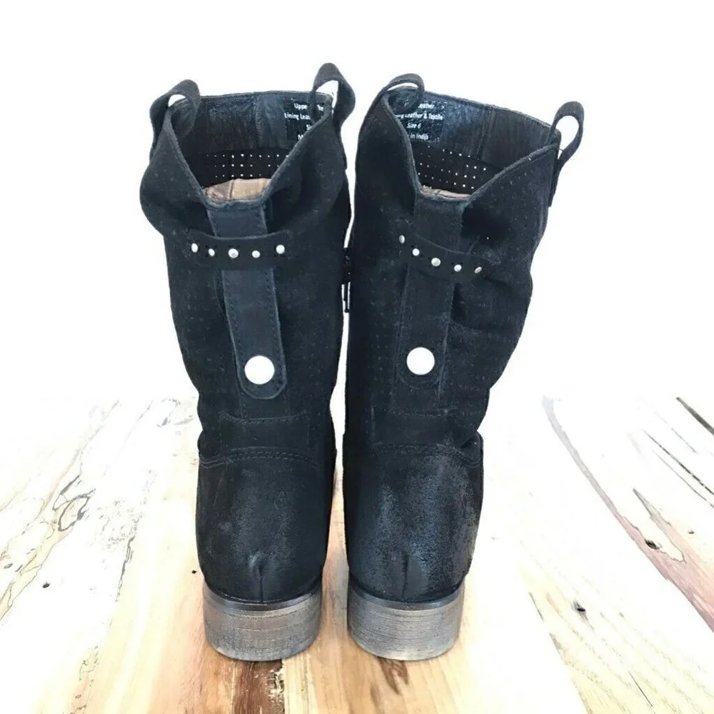 Rebels Ankle Boots Booties Black Suede Studs 6